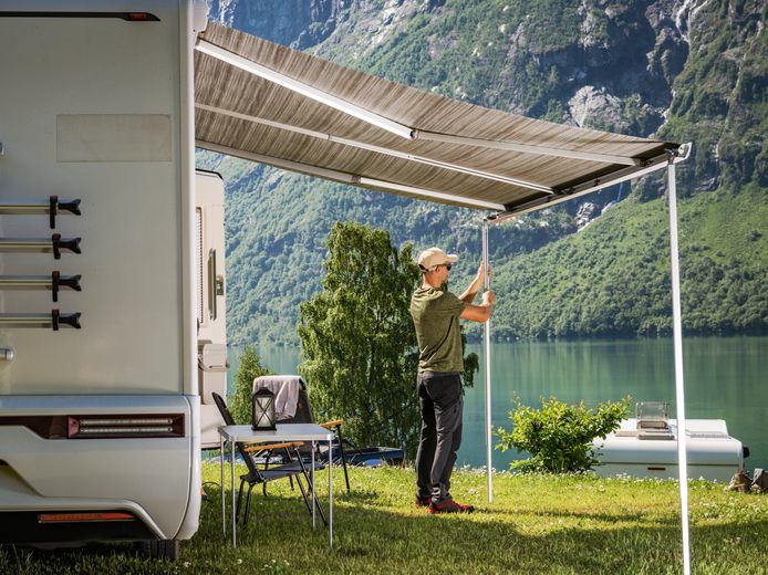 RV awning
being repaired