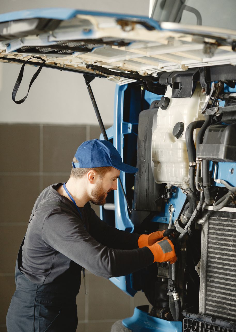 Man working inside the back of a van