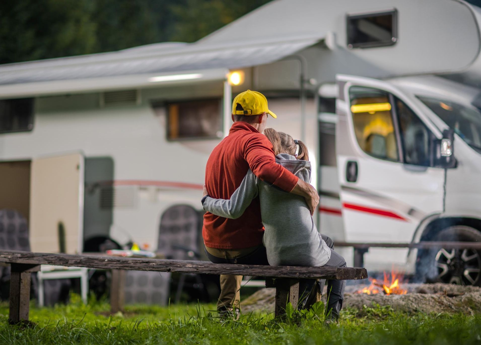 man camping with RV